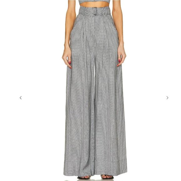 NWOT MATTHEW BRUCH Wide Leg Pleated Pant in Black Houndstooth size 1 / Small - Picture 2 of 10